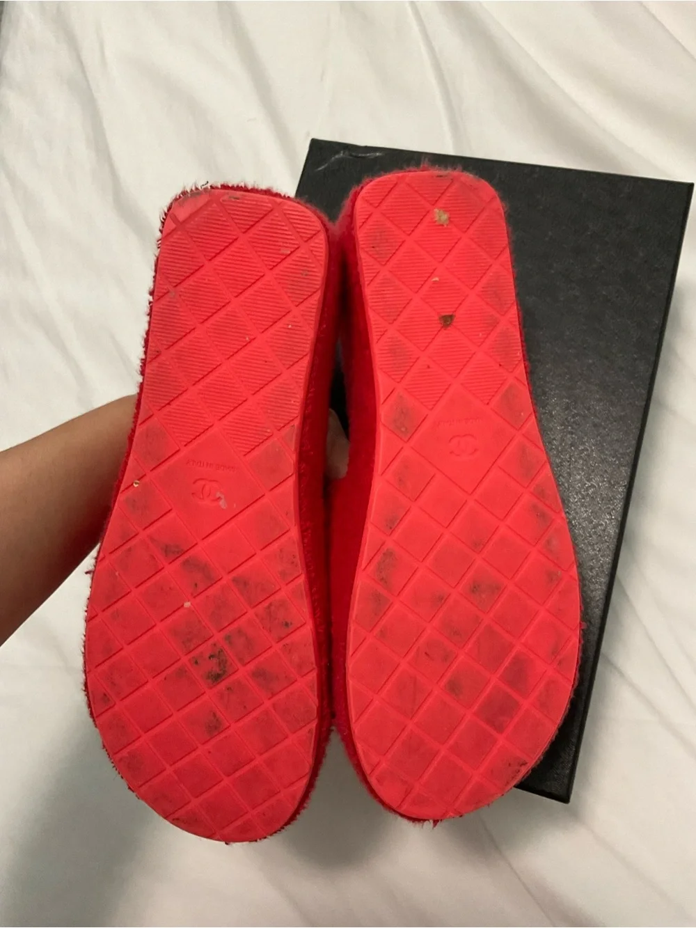 CHANEL red fuzzy